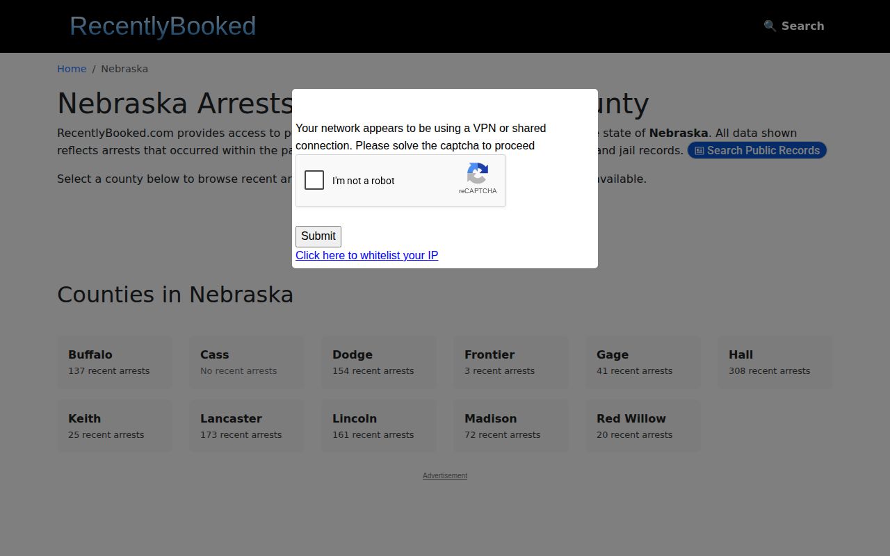 Franklin County crime news record coverage check on RecentlyBooked Nebraska index